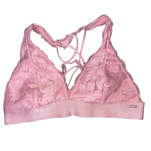 Victoria's Secret bra bralette lace dusty pink strappy back padded top sexy SZ M